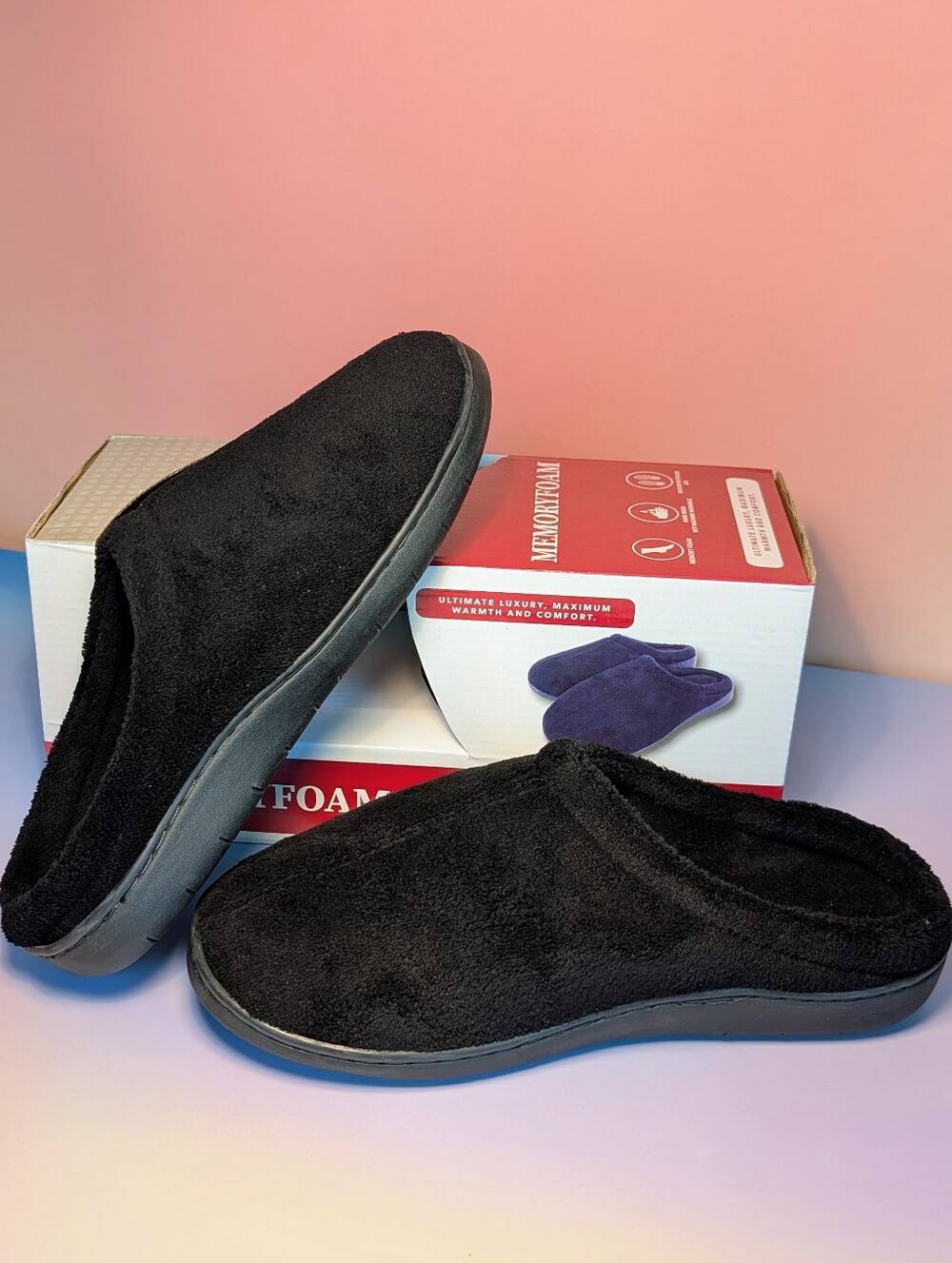 Men's Black Slip-On Memory Foam Indoor/Outdoor Shoes
